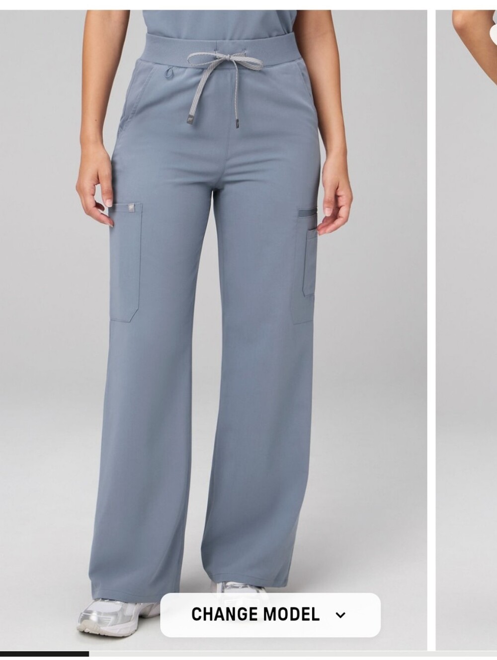 NWT Fabletics High Rise Wide Leg Scrub Pants Vintage Gray Medium Tall